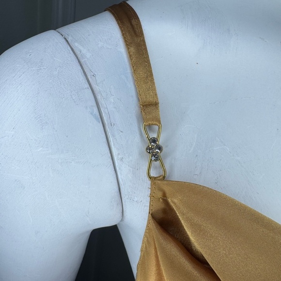 Sophia by Delicates Elegant Gold Satin Gown - Picture 5 of 9